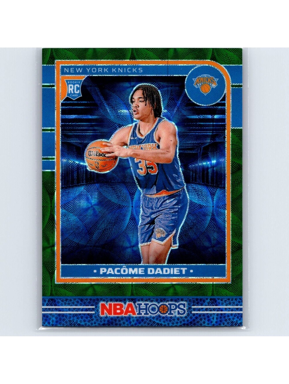 2024-25 Hoops Pacome Dadiet Rookie #255 Premium Scope Green #/25 New York Knicks